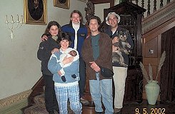 The film crew with owner of Culver, Gail Eden, and her month old daughter, Olivia. (The crew are from left to right, Julie Nadezna, Pip Gilmour, Dennis Boni and Scott Michnick, holding the Eden's dog, Margo). 